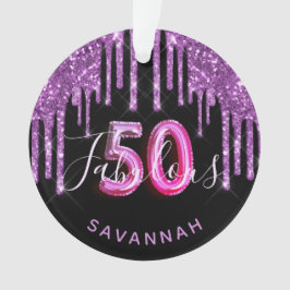 50素晴らしい誕生日グリッターブラックパープルグラム オーナメント