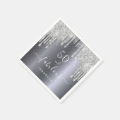 50素晴らしい誕生日グリッター銀の輝き スタンダードカクテルナプキン (角)
