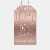 50素晴らしい誕生日バラ金ゴールドグリッターありがとう ギフトタグ (正面)