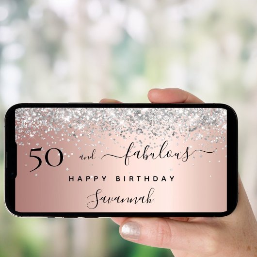 50素晴らしい誕生日バラ金ゴールドシルバーグリッターグラム ポスター