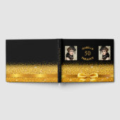 50素晴らしい誕生日パーティーのブラックフォトボウ ゲストブック (全面)