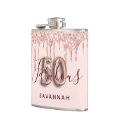 50素晴らしい誕生日パーティーバラ金ゴールドグリッターピンク フラスク (左)