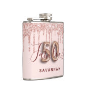 50素晴らしい誕生日パーティーバラ金ゴールドグリッターピンク フラスク (右)