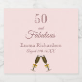 50素晴らしい誕生日パーティーバラ金ゴールドモノグラム スパークリングワインラベル (シングルラベル)