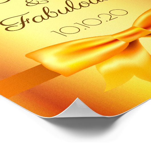 50素晴らしい誕生日パーティー金ゴールドバウ歓迎 ポスター (角)