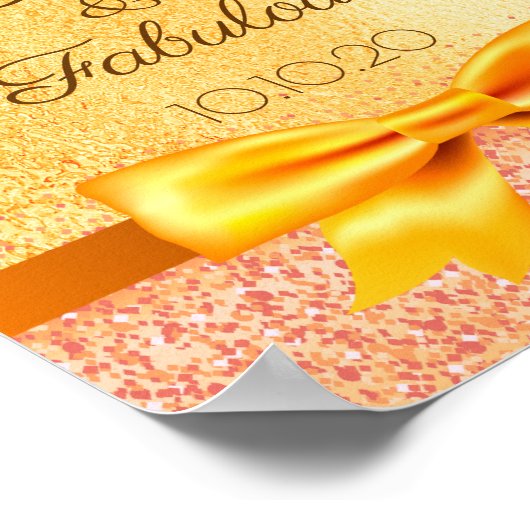 50素晴らしい誕生日パーティー金ゴールドバウ歓迎 ポスター (角)