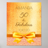 50素晴らしい誕生日パーティー金ゴールドバウ歓迎 ポスター (正面)