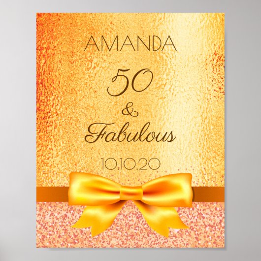 50素晴らしい誕生日パーティー金ゴールドバウ歓迎 ポスター (正面)