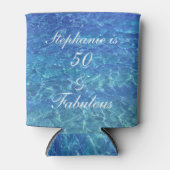 50素晴らしい誕生日ビーチオーシャンブルーウォーターアートジー 缶クーラー (正面)