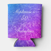 50素晴らしい誕生日ピンクパープルウォータースパークルアート 缶クーラー (正面)