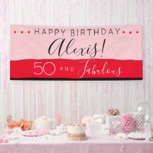 50素晴らしい誕生日ピンクレッドモダンストライプ