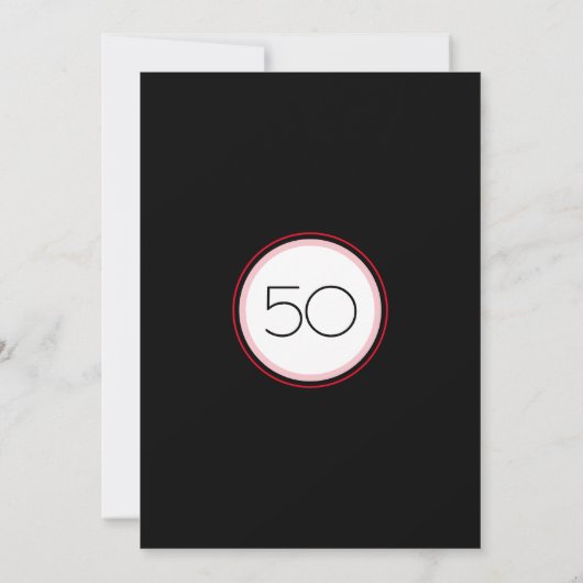 50素晴らしい誕生日ピンクレッドモダン 招待状 (裏面)