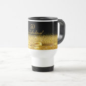 50素晴らしい誕生日ブラック金ゴールドエレガント名 トラベルマグ (正面右)