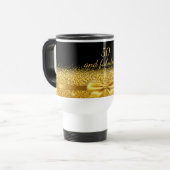 50素晴らしい誕生日ブラック金ゴールドエレガント名 トラベルマグ (正面左)