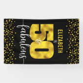 50素晴らしい誕生日ブラック金ゴールドフォイルグリッタードット 横断幕 (横)