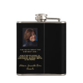 50素晴らしい誕生日ブラック金ゴールド写真名 フラスク (裏面)