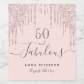 50素晴らしい誕生日赤面ピンクの滴 ワインラベル (シングルラベル)