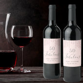 50素晴らしい誕生日赤面ピンクの滴 ワインラベル