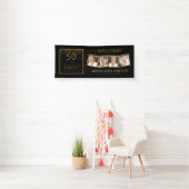 50素晴らしい誕生日金ゴールドブラックフォトウェルカム 横断幕 (インサイチュ)