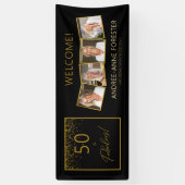50素晴らしい誕生日金ゴールドブラックフォトウェルカム 横断幕 (縦)