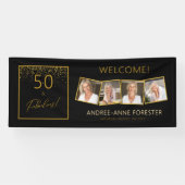 50素晴らしい誕生日金ゴールドブラックフォトウェルカム 横断幕 (横)