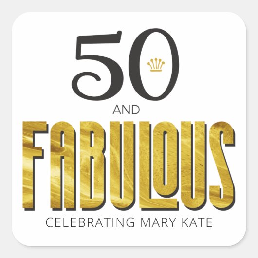 50素晴らしい誕生日金ゴールドメタリックシール スクエアシール (正面)