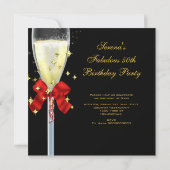 50素晴らしい赤金ゴールドブラック誕生日パーティー 招待状 (裏面)