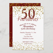 50素晴らしい金ゴールドとブルゴーニュ 招待状 (正面/裏面)