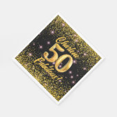 50素晴らしい金ゴールドグリッターピンクスターズ50誕生日 スタンダードランチョンナプキン (角)