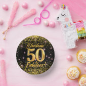 50素晴らしい金ゴールドグリッターピンクスターズ50誕生日 ペーパーボウル (パーティー)