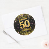 50素晴らしい金ゴールドグリッターピンクスターズ50誕生日 ラウンドシール (封筒)