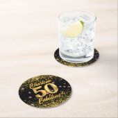 50素晴らしい金ゴールドグリッターピンクスターズ50誕生日 ラウンドペーパーコースター (インサイチュ)