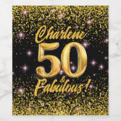 50素晴らしい金ゴールドグリッターピンクスターズ50誕生日 ワインラベル (シングルラベル)