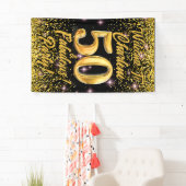 50素晴らしい金ゴールドグリッターピンクスターズ50誕生日 横断幕 (インサイチュ)