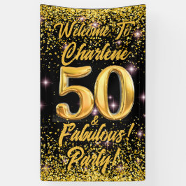 50素晴らしい金ゴールドグリッターピンクスターズ50誕生日 横断幕