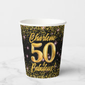 50素晴らしい金ゴールドグリッターピンクスターズ50誕生日 紙コップ (裏面)