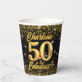 50素晴らしい金ゴールドグリッターピンクスターズ50誕生日 紙コップ