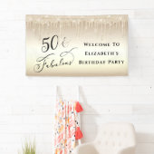 50素晴らしい金ゴールドグリッター誕生日 横断幕 (インサイチュ)