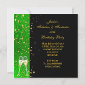 50素晴らしい金ゴールドライムグリッターハイヒール誕生日 招待状 (裏面)