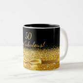 50素晴らしい黒い金ゴールドスタイリッシュ誕生日 ツートーンマグカップ (正面右)