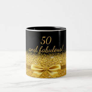 50素晴らしい黒い金ゴールドスタイリッシュ誕生日 ツートーンマグカップ