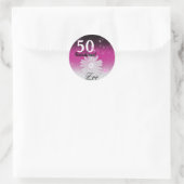 50素晴らしい黒、ピンク、白グラデーション、花 ラウンドシール (バッグ)