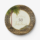 50素晴らしい50ヒョウ印刷ワイルド誕生日 ペーパープレート (正面)