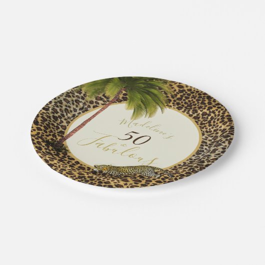 50素晴らしい50ヒョウ印刷ワイルド誕生日 ペーパープレート (アングル)
