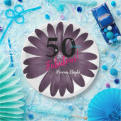 50素晴らしい、紫のグリッターデイジー、汎用性 ペーパープレート (パーティー)