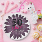 50素晴らしい、紫のグリッターデイジー、汎用性 ペーパープレート (パーティー)