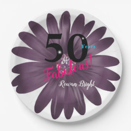 50素晴らしい、紫のグリッターデイジー、汎用性 ペーパープレート