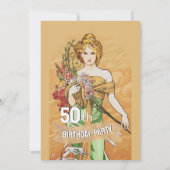 50素晴らしい、誕生日パーティー、アート、春女神 招待状 (裏面)