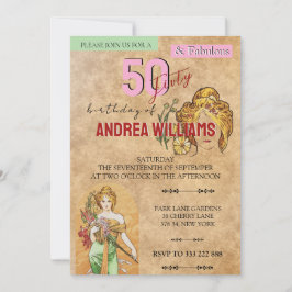 50素晴らしい、誕生日パーティー、アート、春女神 招待状