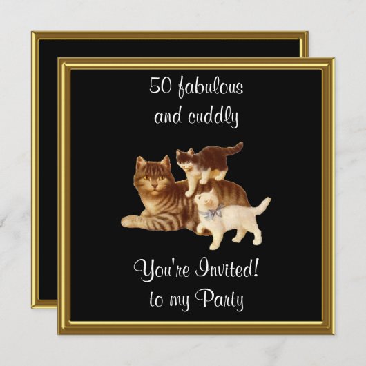 50素晴らしく可愛らしい誕生日パーティー 招待状 (正面/裏面)